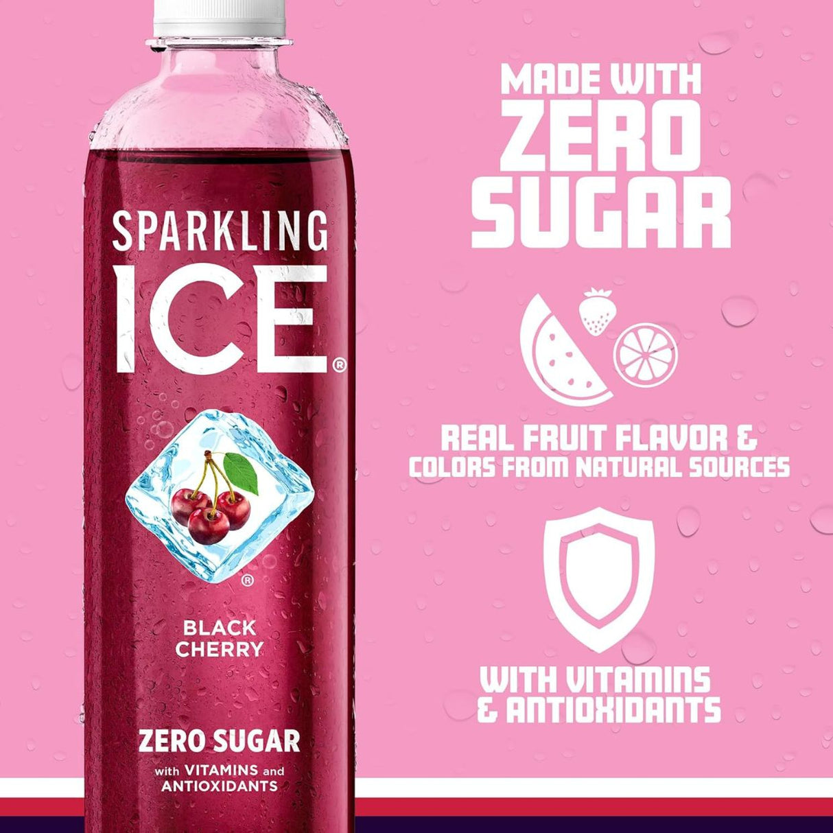 Bebida Gasificada Sparkling Ice sin Azúcar Cereza Negra 502.8ml - Hidratación Sin Calorías 3