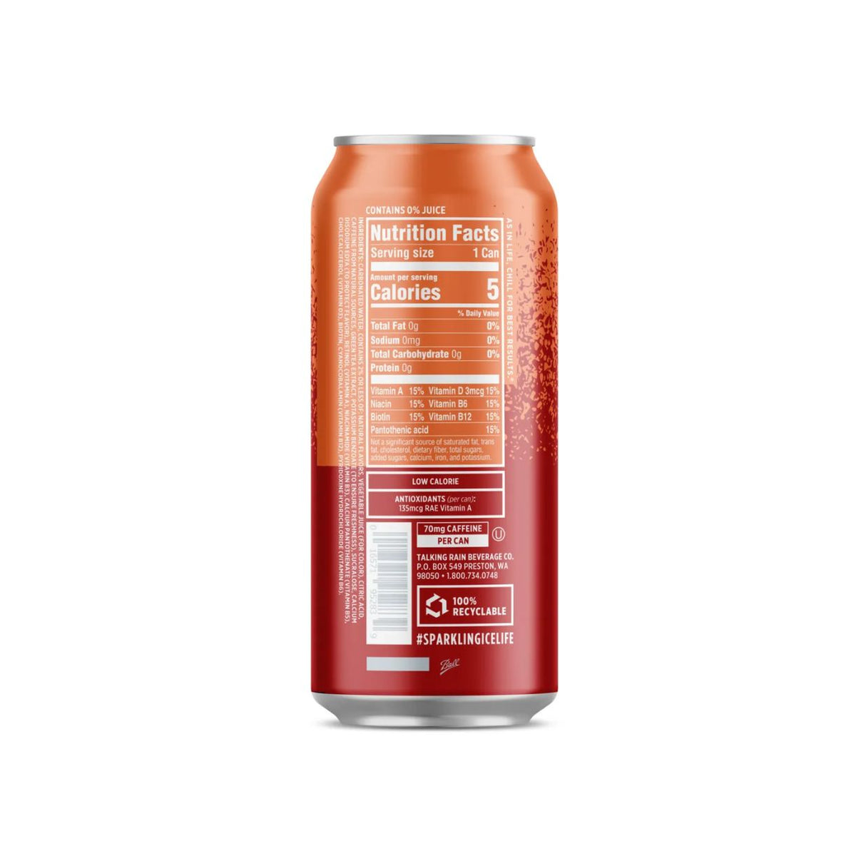 Bebida Gasificada Sparkling Ice Fresa Cítricos 473ml - Hidratación con Cafeína 2