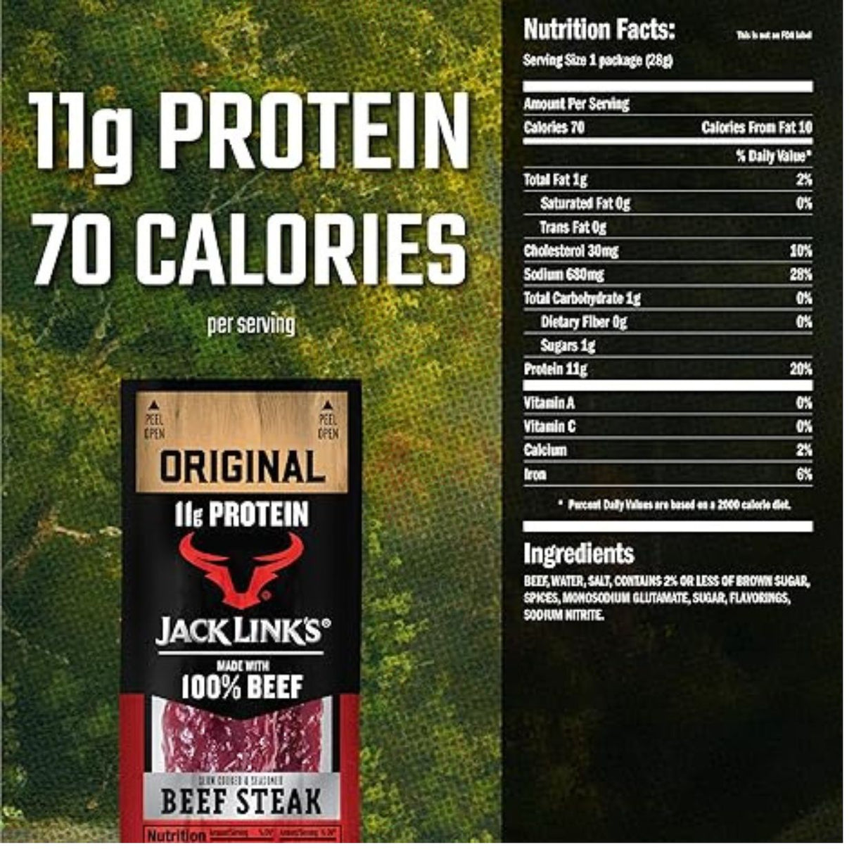 Carne Seca Beef Jerky Original Jack Links Paquete 1OZ - Energía deportiva 2