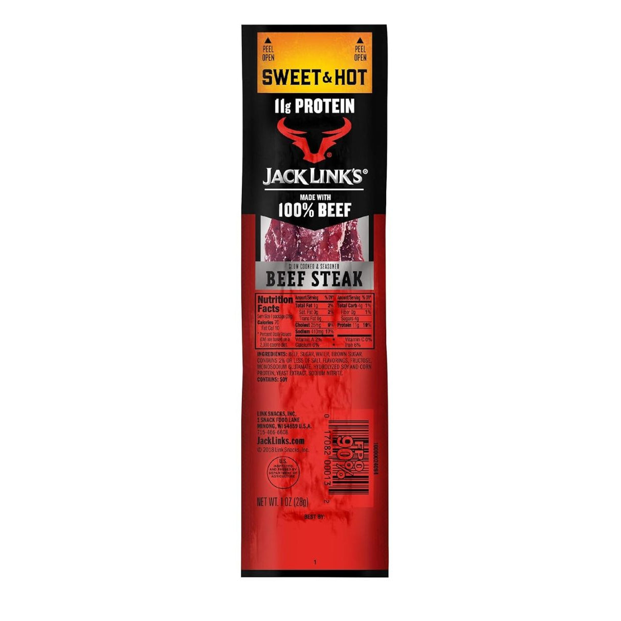 Carne Seca Beef Jerky Sweet & Hot Jack Links Paquete 1OZ - Energía deportiva