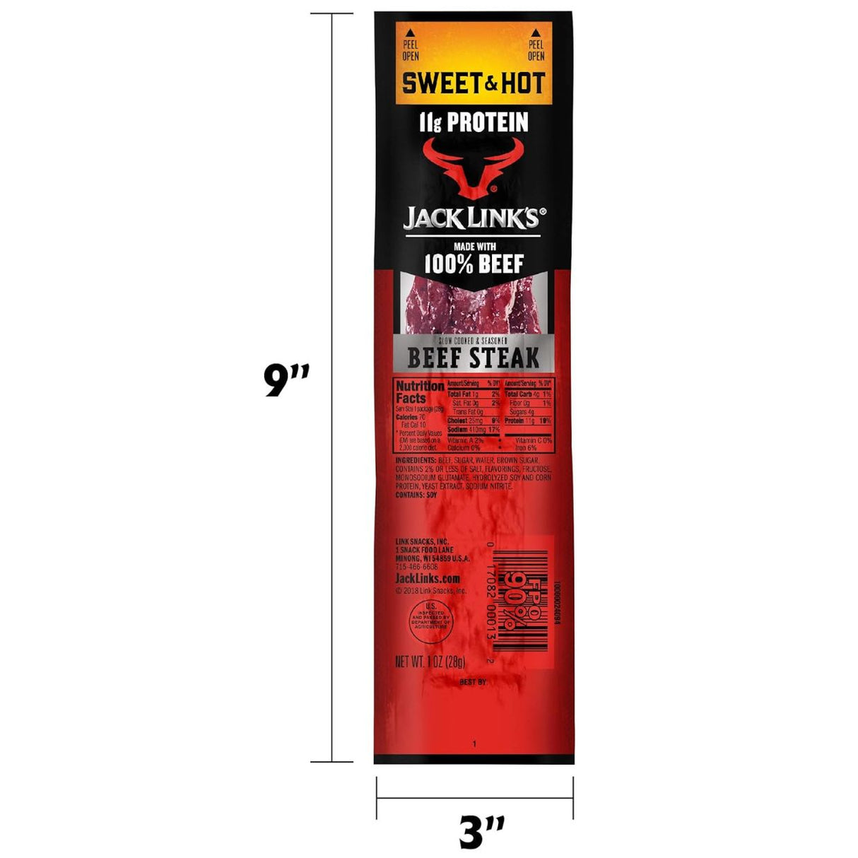 Carne Seca Beef Jerky Sweet & Hot Jack Links Paquete 1OZ - Energía deportiva 1