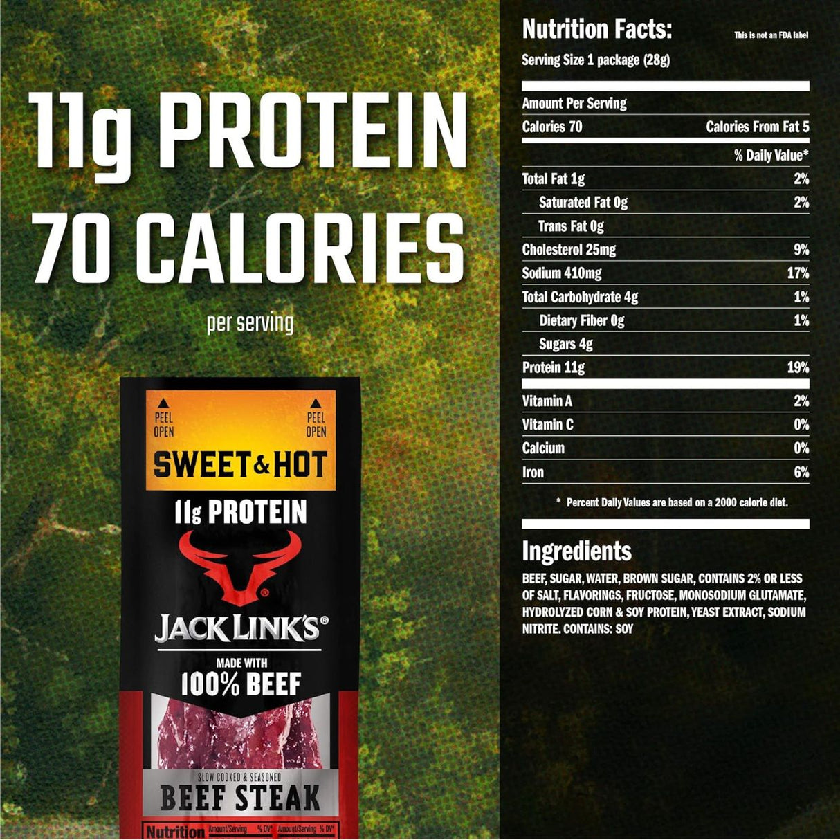 Carne Seca Beef Jerky Sweet & Hot Jack Links Paquete 1OZ - Energía deportiva 2