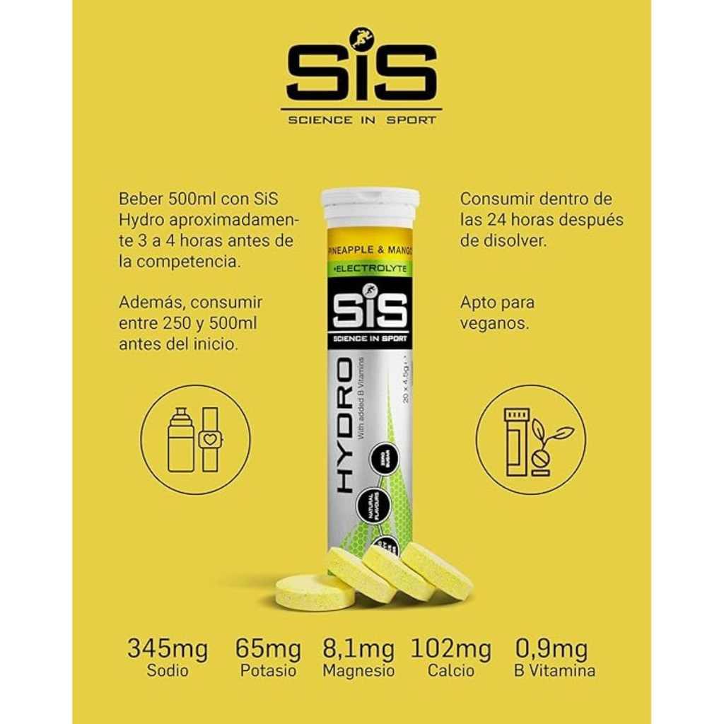 Suplemento Deportivo SIS Hydro Sabor Piña Mango Efervescente - Hidratación Rápida Imagen 2