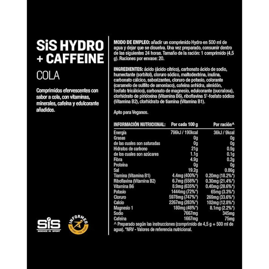 Hidratación Deportiva SIS Hydro Cola Cafeína Electrolitos - Informed Sport Imagen 4