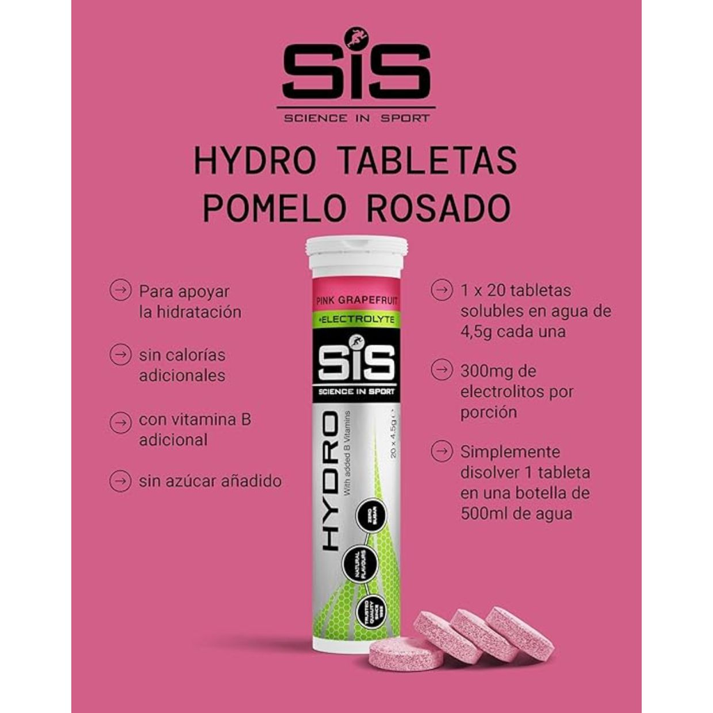 Pastillas Hidratantes SIS Toronja 20 Tabletas - Hidratación Rápida Deportiva Imagen 2