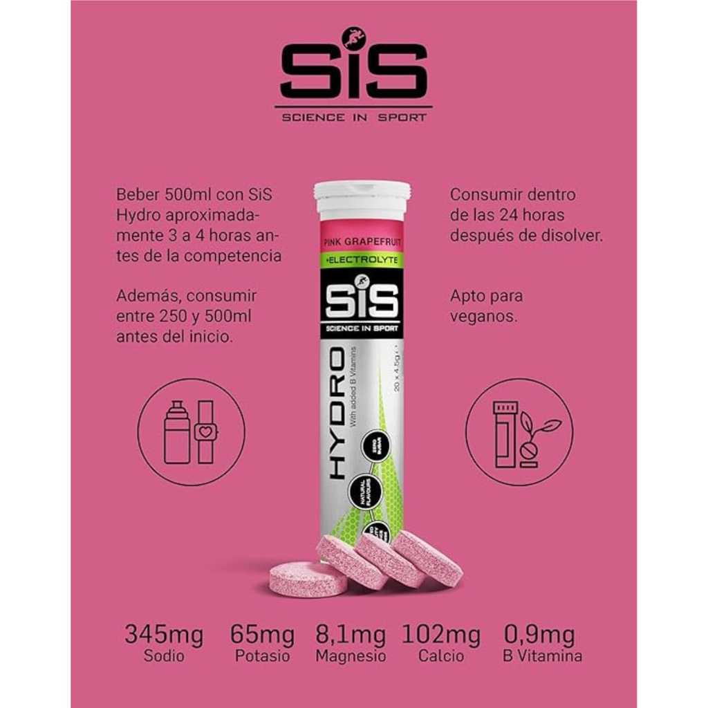 Suplemento Hidratación SIS GO Hydro Sabor Toronja 20 Piezas - Electrolitos Veganos Imagen 3