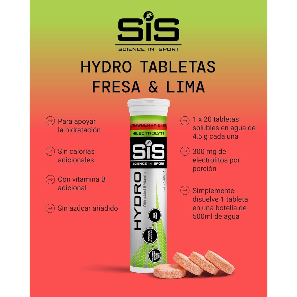 Pastillas Hidratantes SIS Limonada Fresa 20 Tabletas - Hidratación Rápida Deportiva Imagen 2