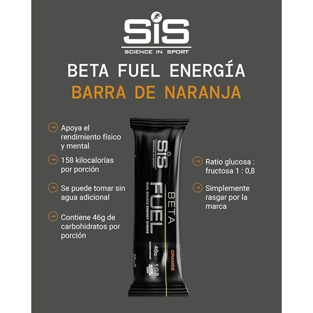 Barra SIS Beta Fuel Naranja 60g - Nutrición Vegana Imagen 3