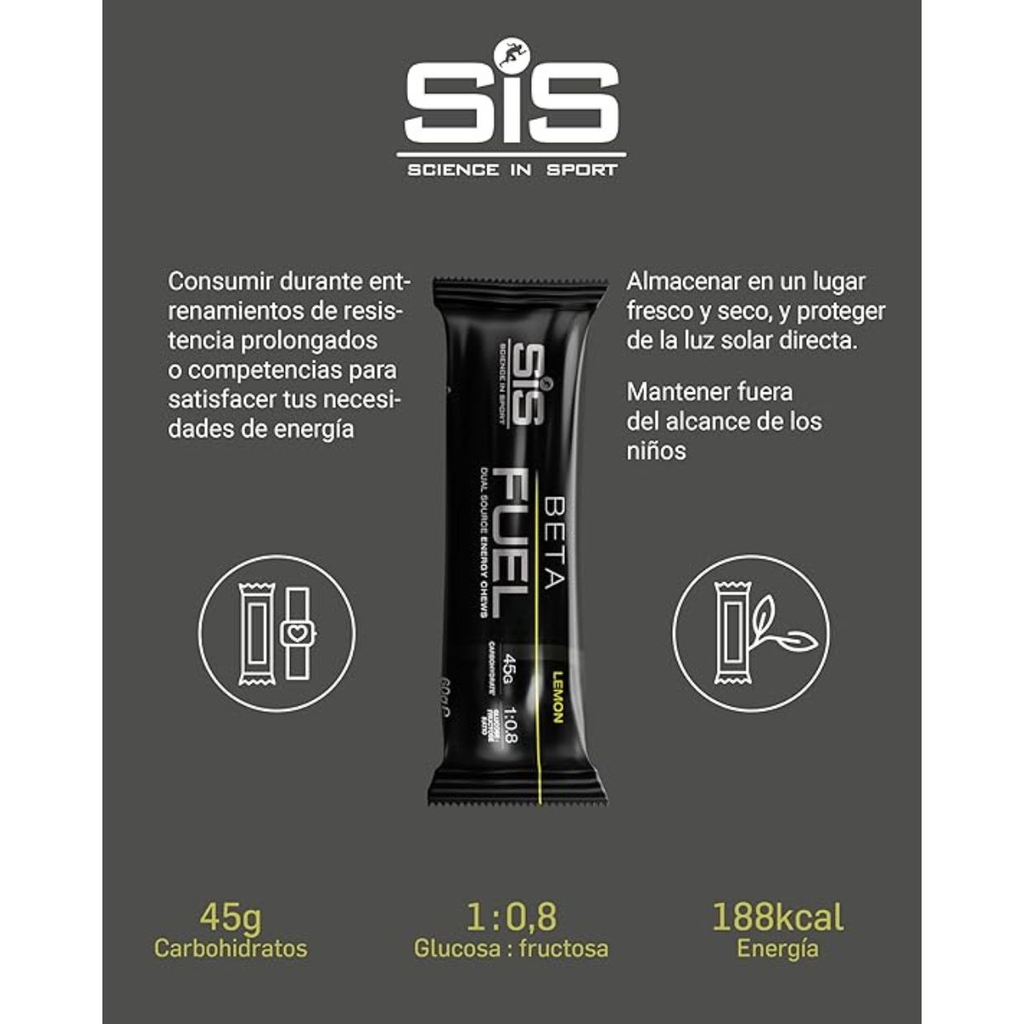 Gomita SIS Beta Fuel Limón 60g - Carbohidratos Optimizados Imagen 2