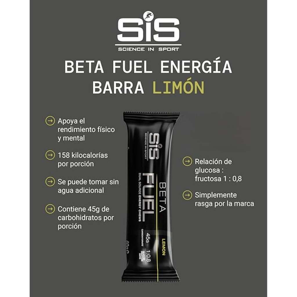 Barra SIS Beta Fuel Limón 60g - Nutrición Vegana Imagen 3