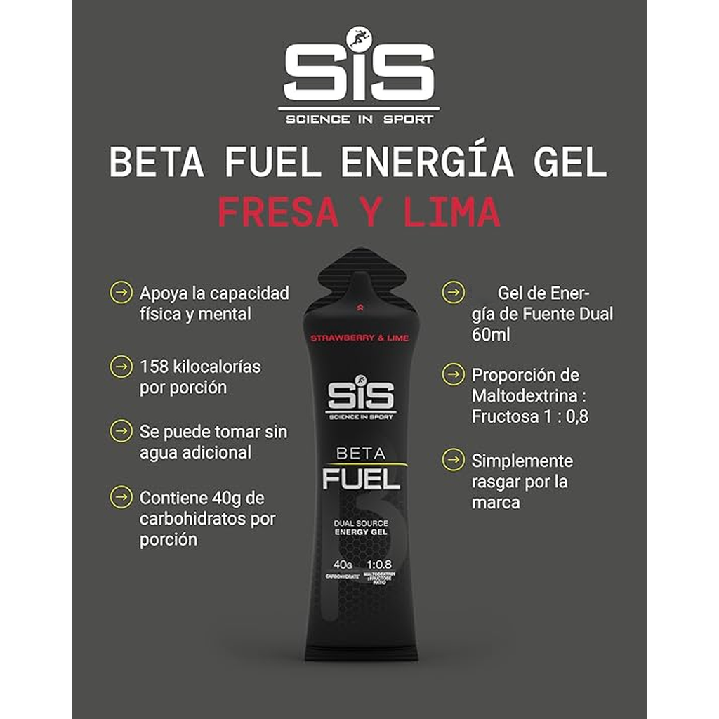 Gel Energético SIS Beta Fuel Lima Fresa 60g - Rendimiento Deportivo 3