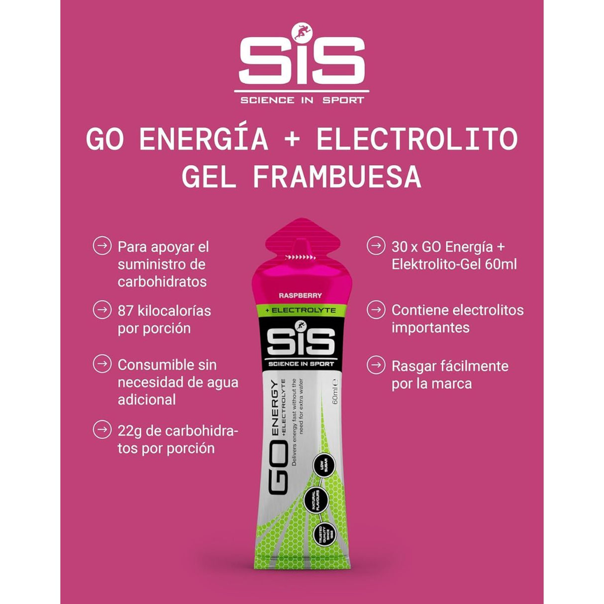 Gel Energético Isotónico SIS Frambuesa 60ml - Hidratación y energía 3