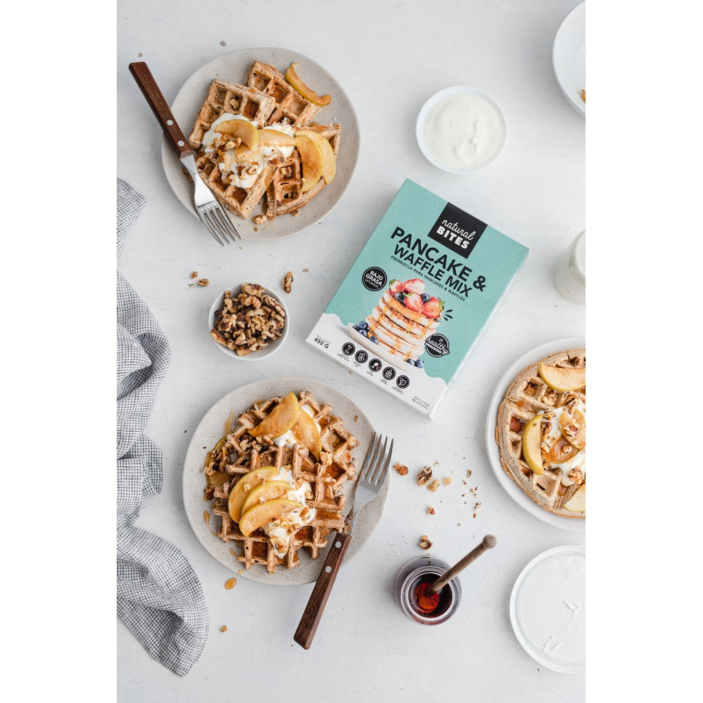 Pancakes & Waffles Mix, Natural Bites, Sin Azucar, 450g, Energia Duradera 2