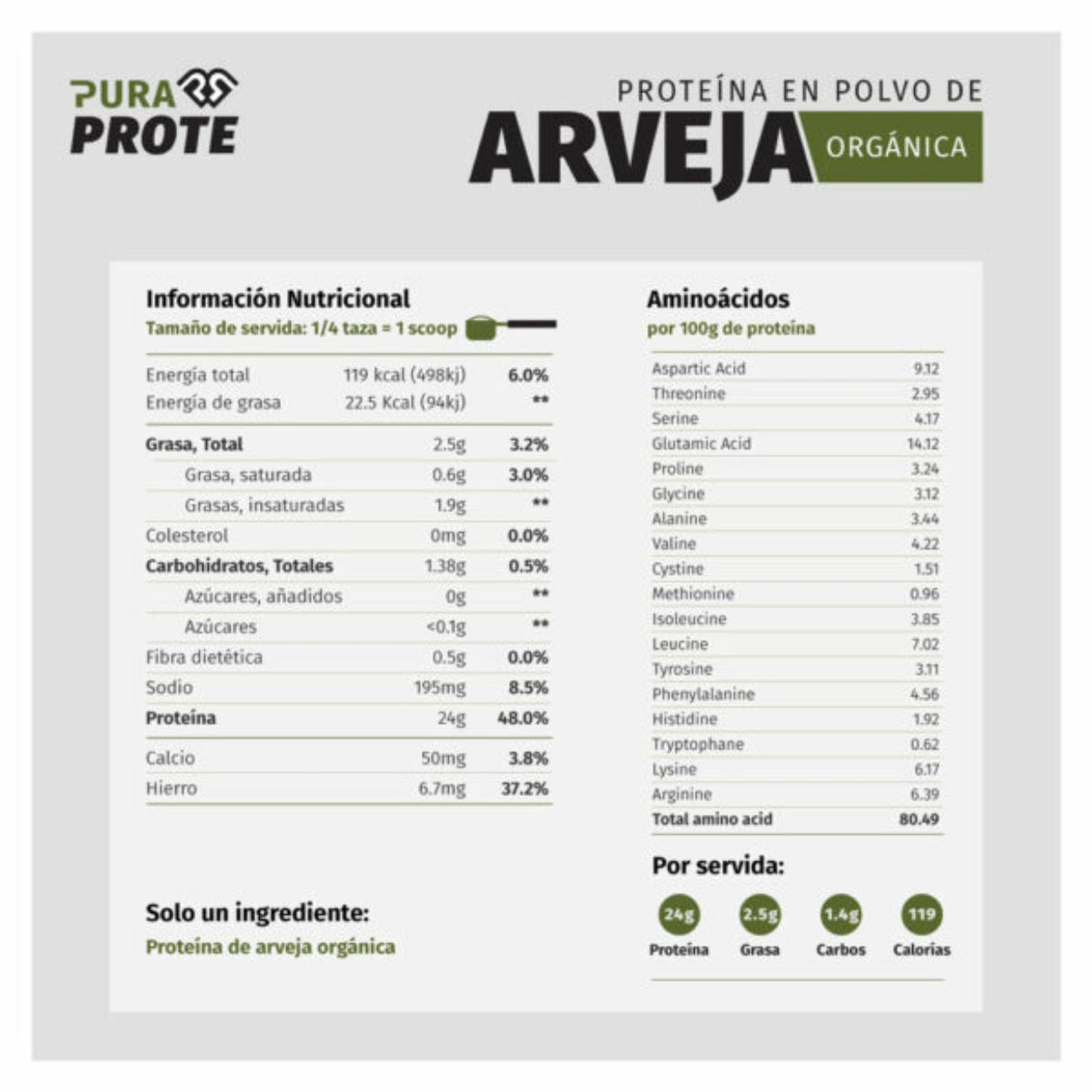 Proteína Vegetal Pura Prote Arveja Orgánica 1815g - Proteína Completa Vegana Fácil Digestión 2