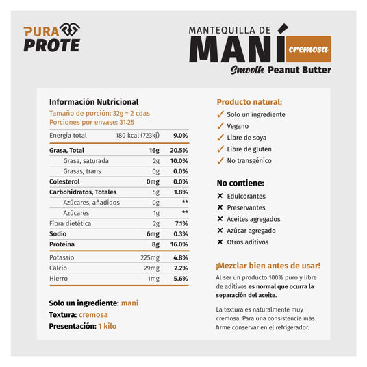 Mantequilla de Maní Pura Prote Natural 1kg - Energía deportiva 7