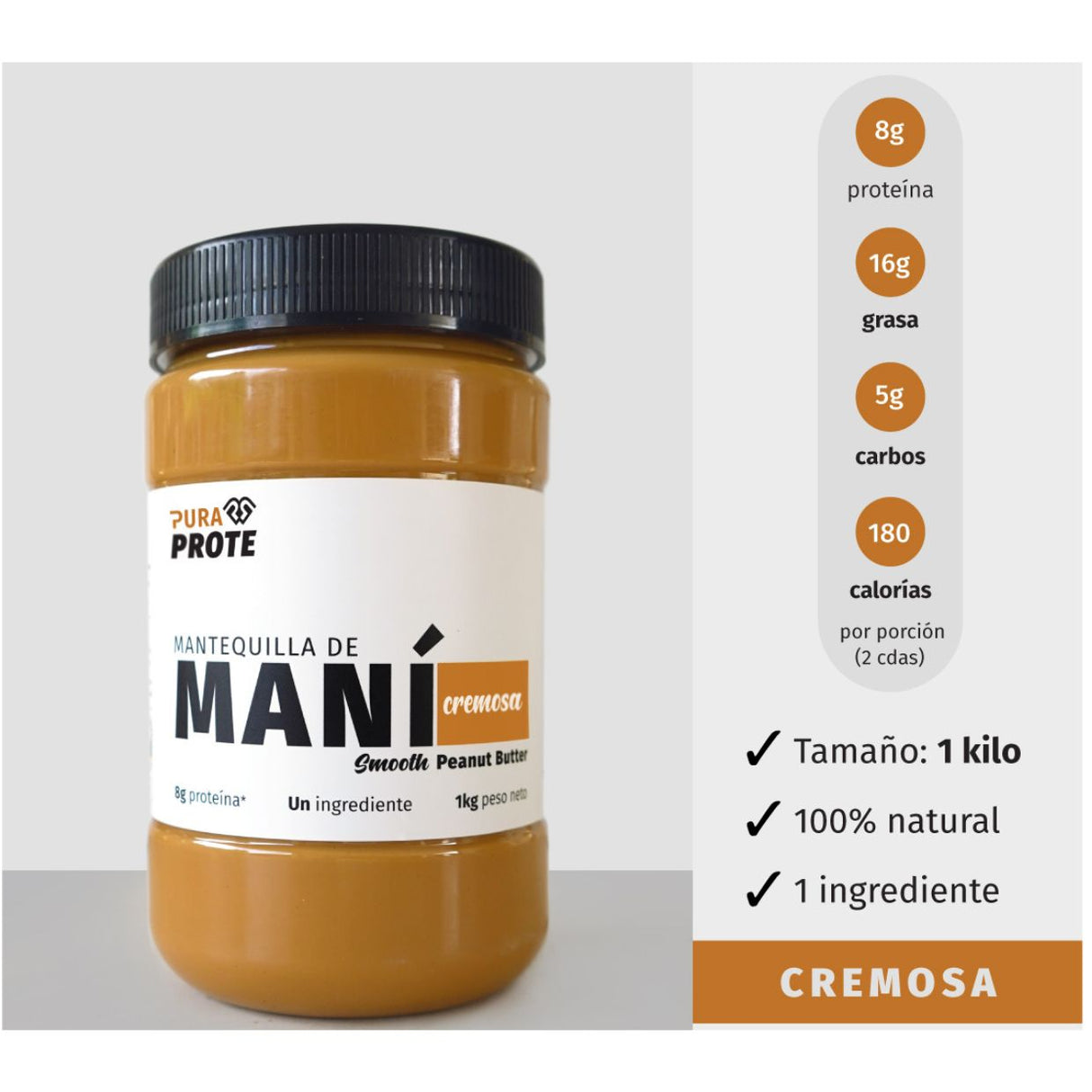 Mantequilla de Maní Pura Prote Natural 1kg - Energía deportiva 3