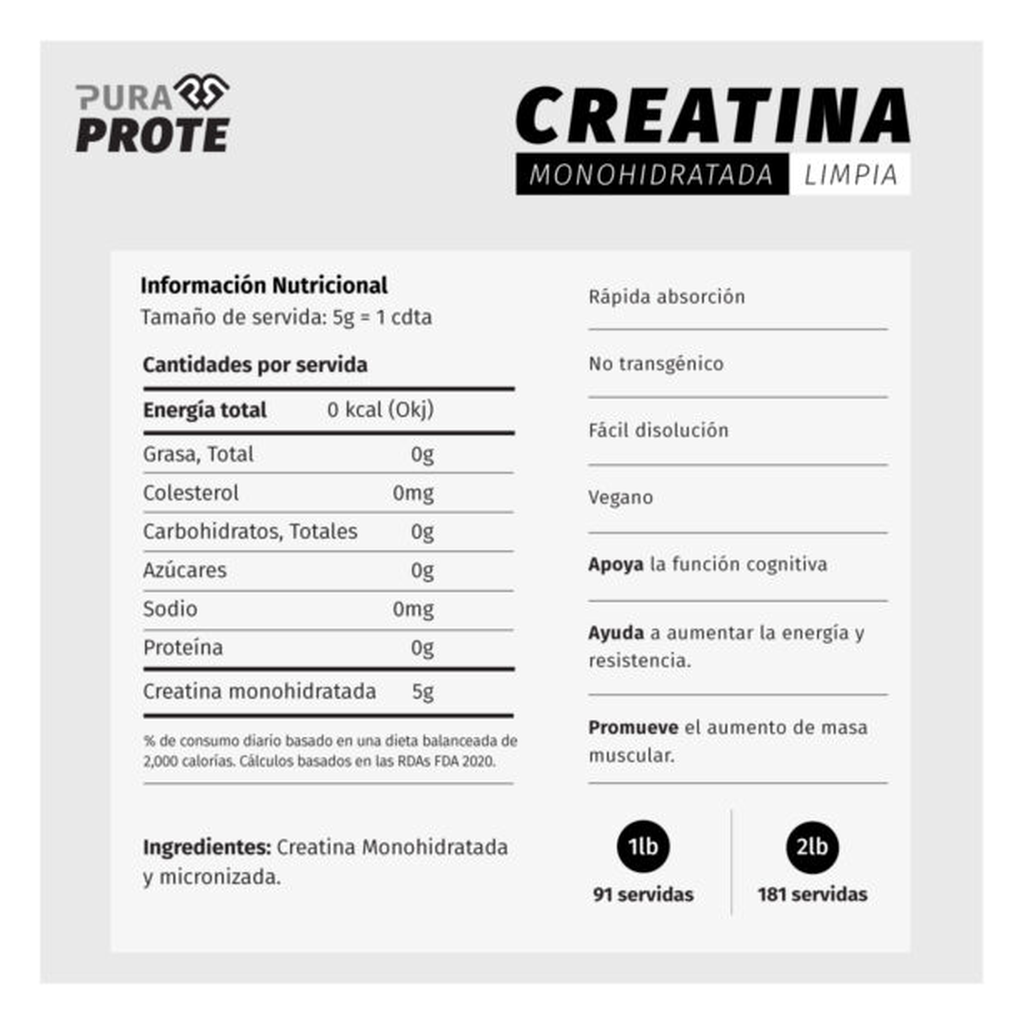 Creatina Pura Prote Limpia 454g - Máxima Energía Imagen 2