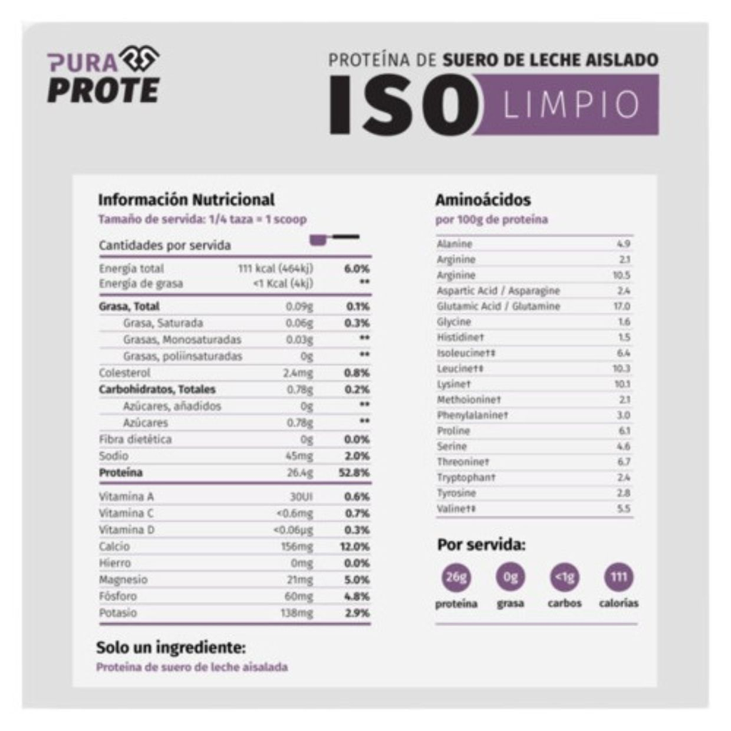 Proteína Pura Prote ISO Limpio 1.5 lb - Sin Azúcar ni Aditivos imagen 4