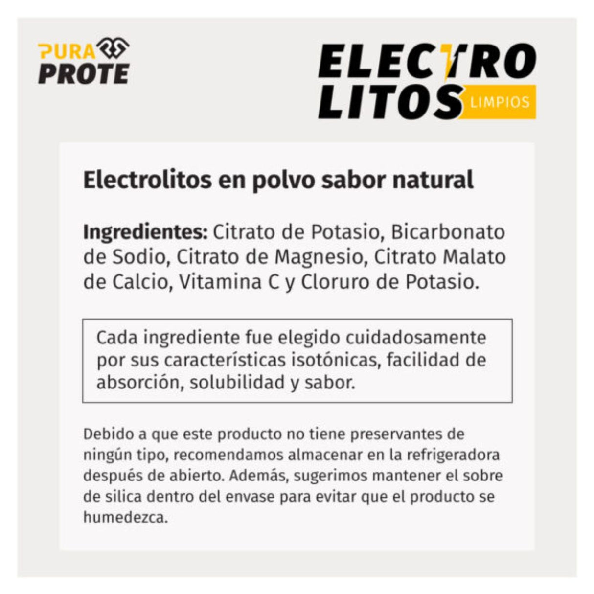 Electrolitos Pura Prote Limpios 200g - Reposición Mineral para Atletas Ticos imagen 4