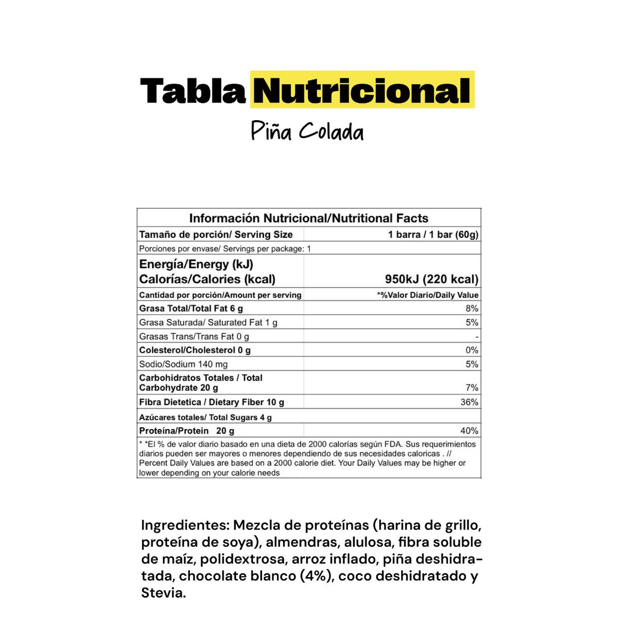 Barrita de Proteína Gricket House Piña Colada 60g - Con Polvo de Grillo 4