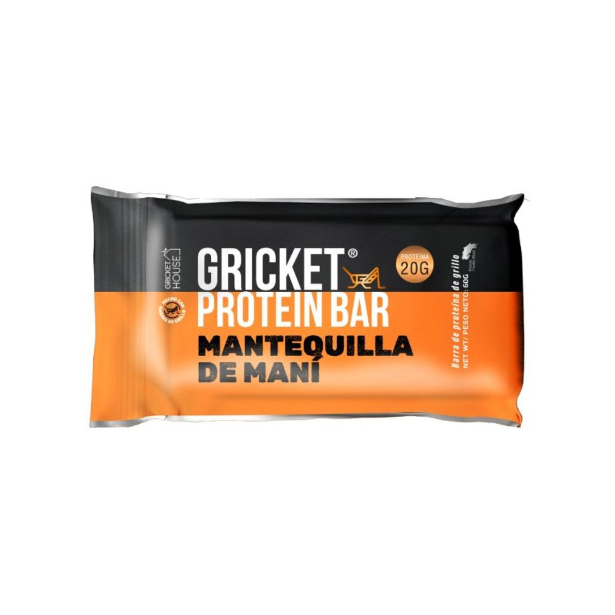 Barrita de Proteína Gricket House Mantequilla de Maní 60g - Energía deportiva 1