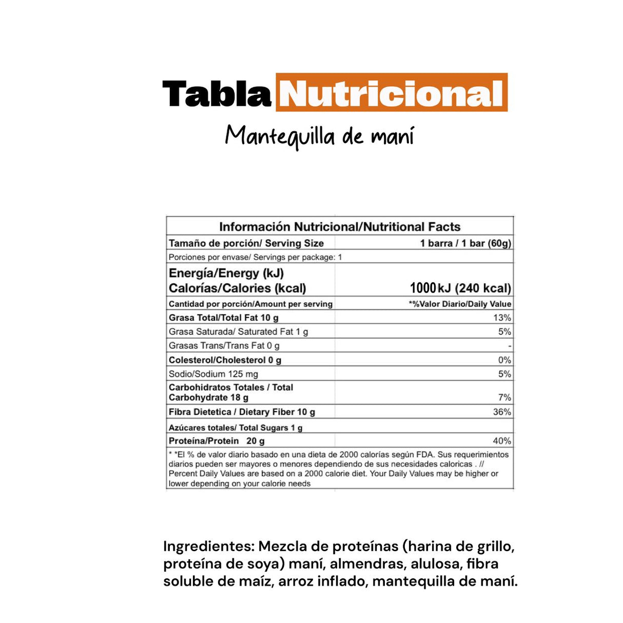 Barrita de Proteína Gricket House Mantequilla de Maní 60g - Energía deportiva 4