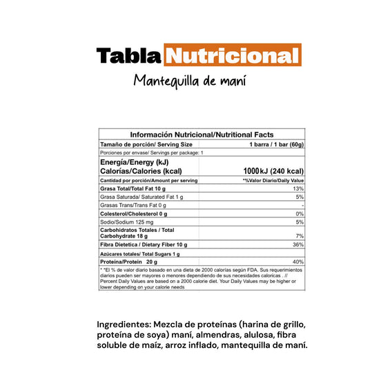 Barrita de Proteína Gricket House Mantequilla de Maní 60g - Energía deportiva 4