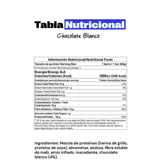 Barrita de proteína de grillo sabor chocolate blanco Mix - Energía deportiva 1