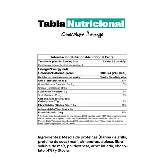 Barrita de proteína de grillo sabor chocolate amargo Mix - Energía deportiva 1