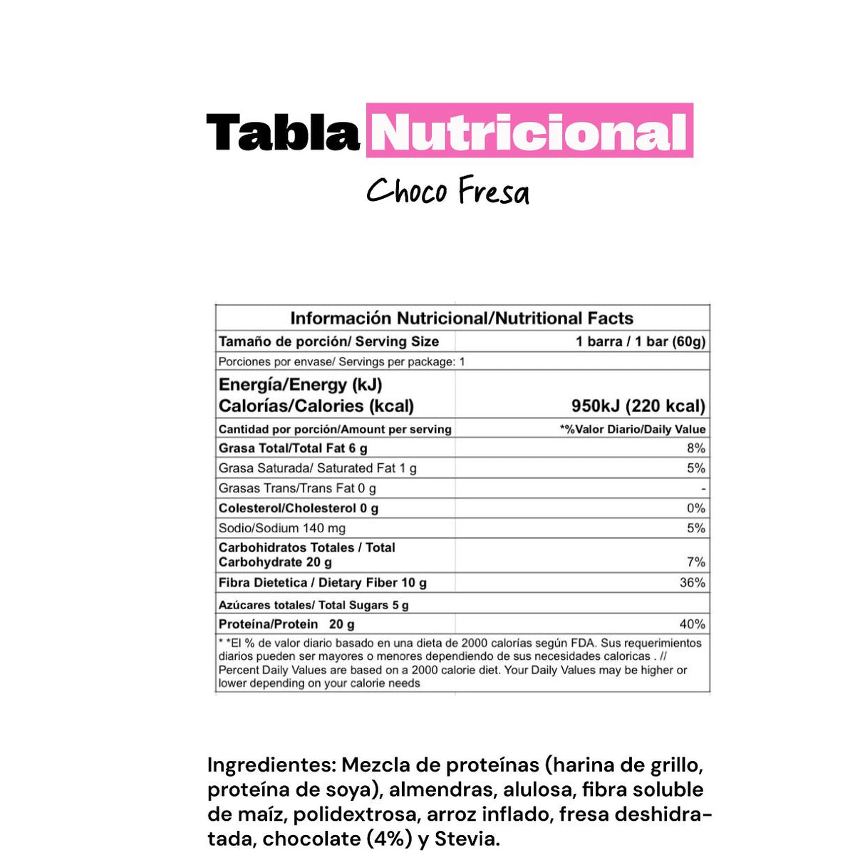 Barrita de proteína de grillo sabor choco fresa Mix - Energía deportiva 1