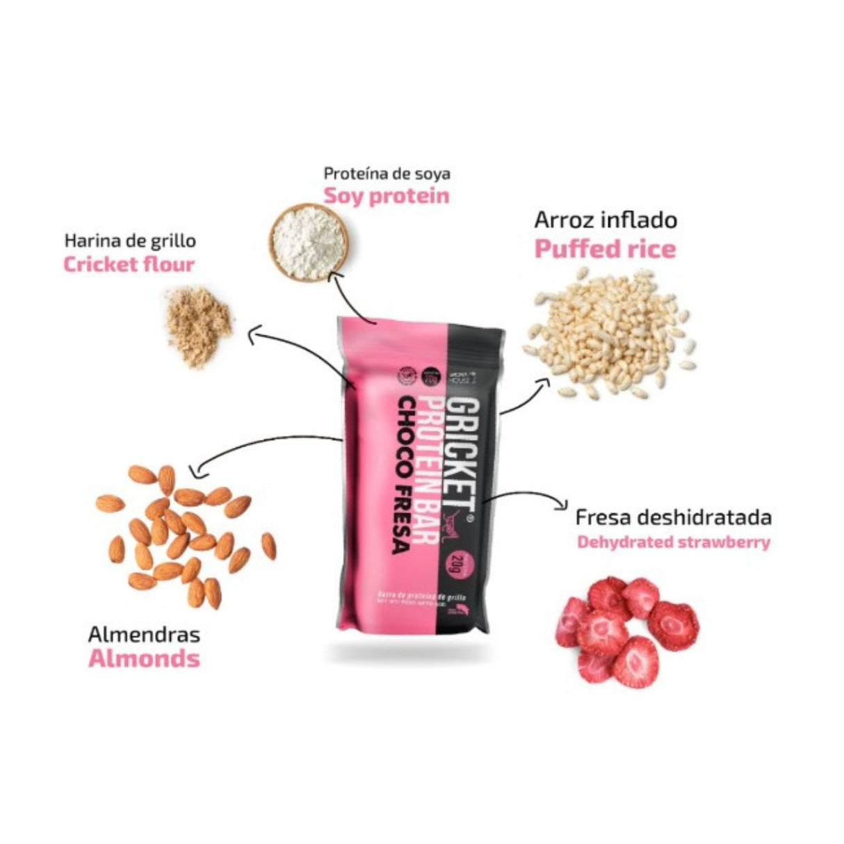 Barrita de proteína de grillo sabor choco fresa Mix - Energía deportiva 4