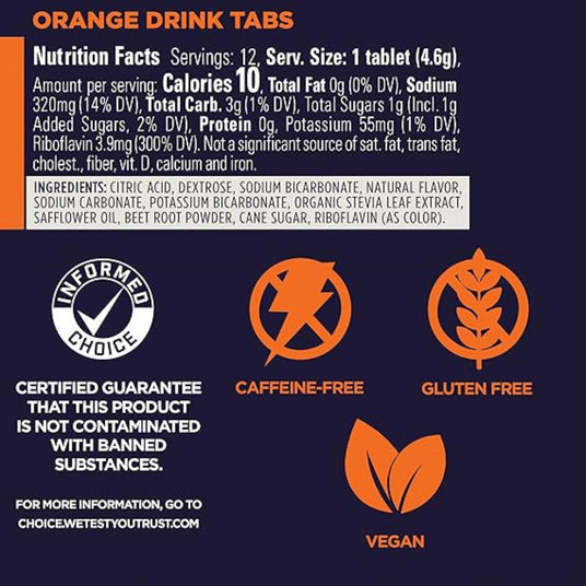 Pastillas Hidratantes GU Sin Cafeína Naranja 12 Tabletas - Energía deportiva 1