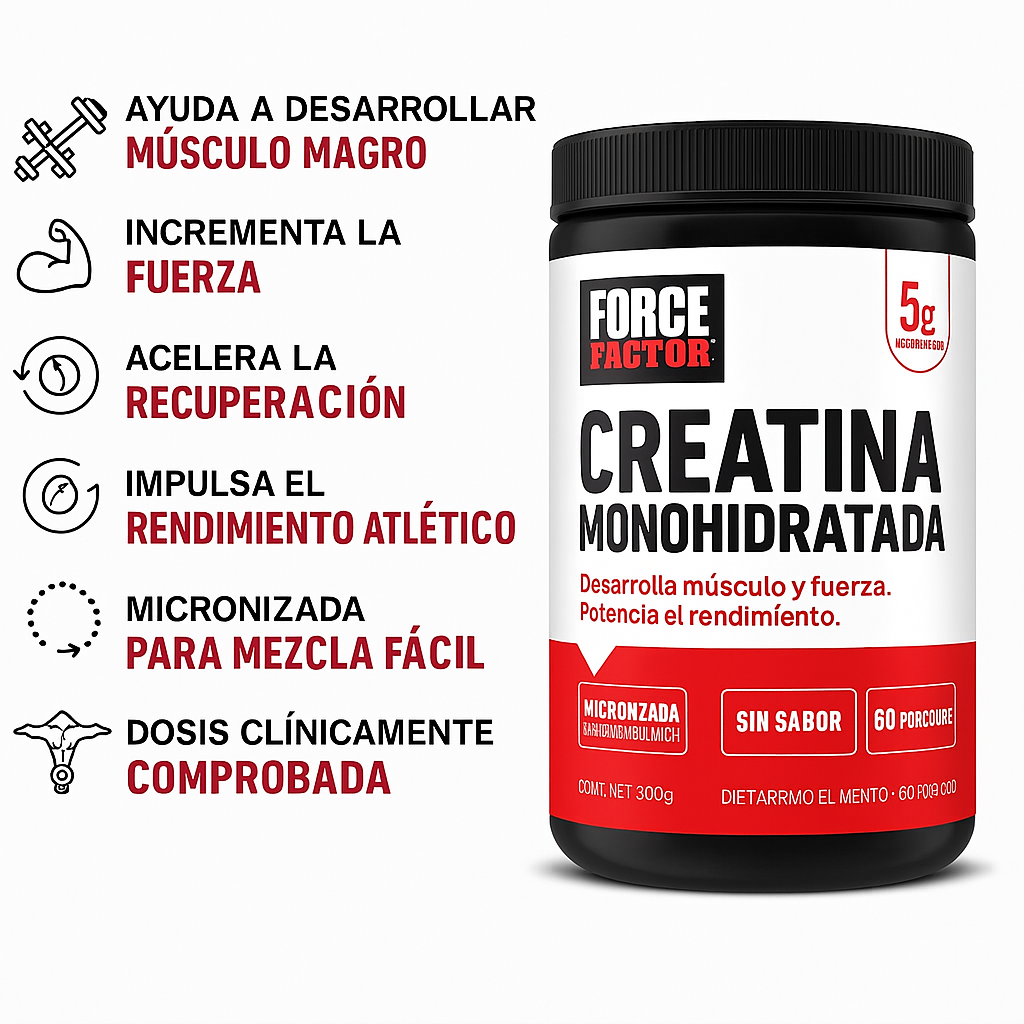 Suplemento Force Factor Creatina Micronizada 5g - Energía Muscular Imagen 2"