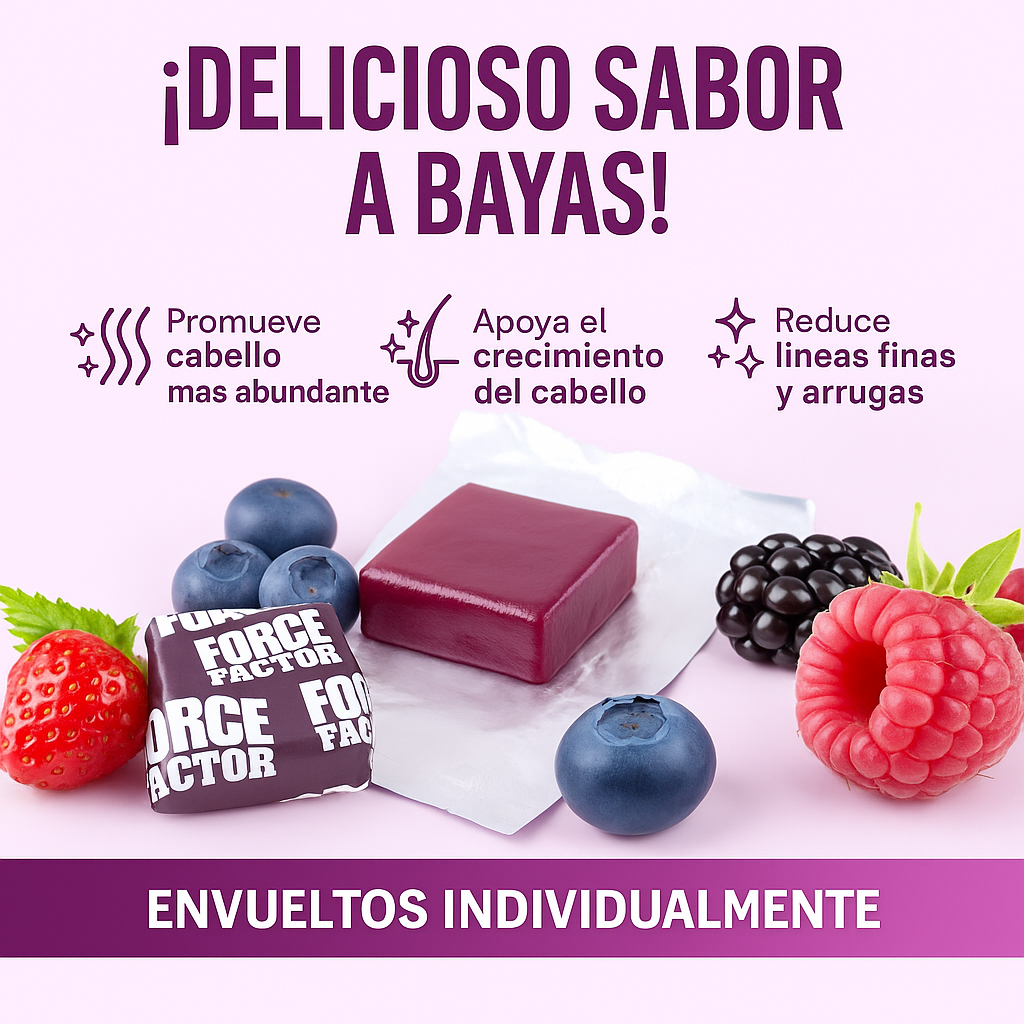 Vitamina Force Factor Bayas Masticables - Fortalecimiento Capilar Imagen 2