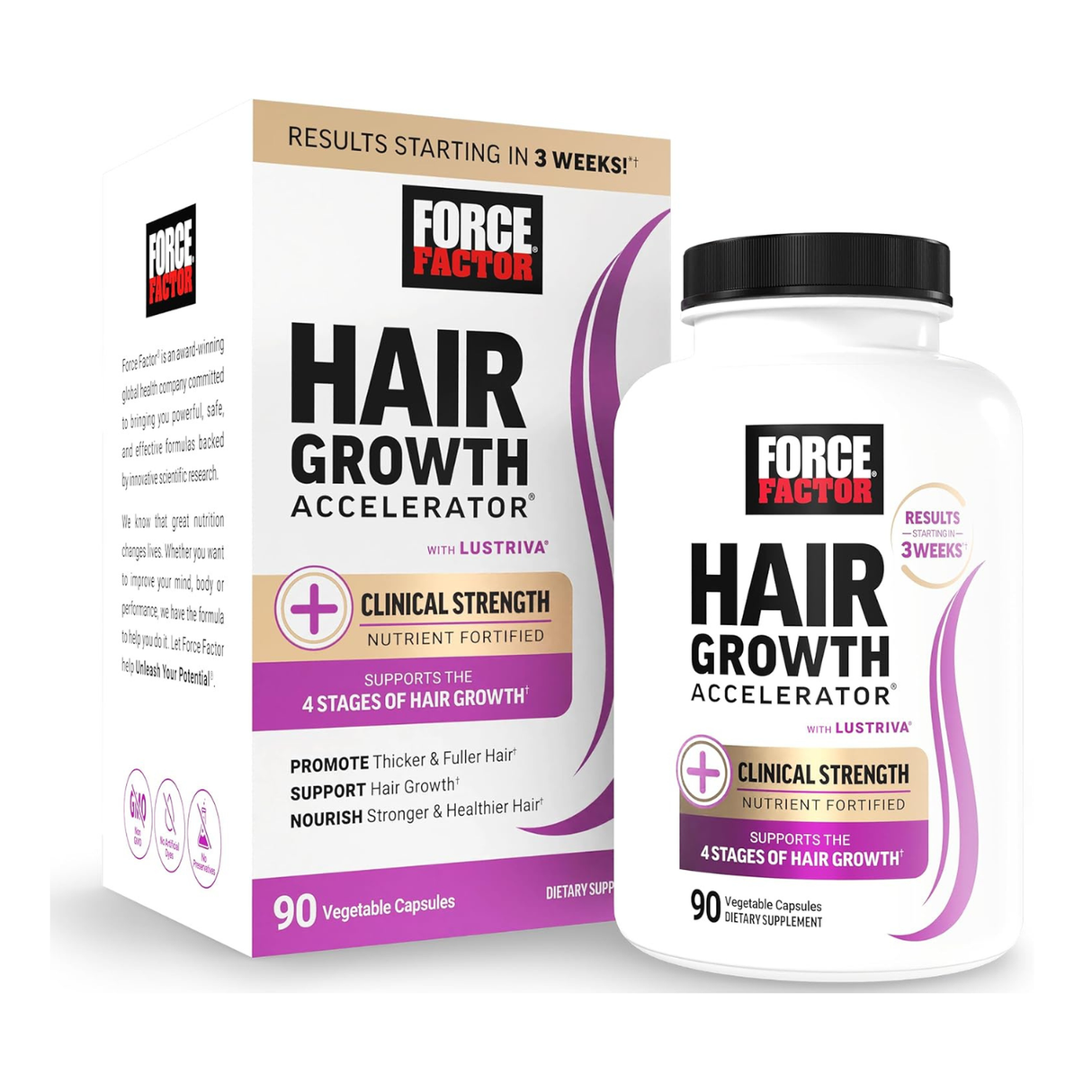 Force Factor Hair Growth Accelerator 90 cápsulas – suplemento para crecimiento del cabello Costa Rica imagen 1
