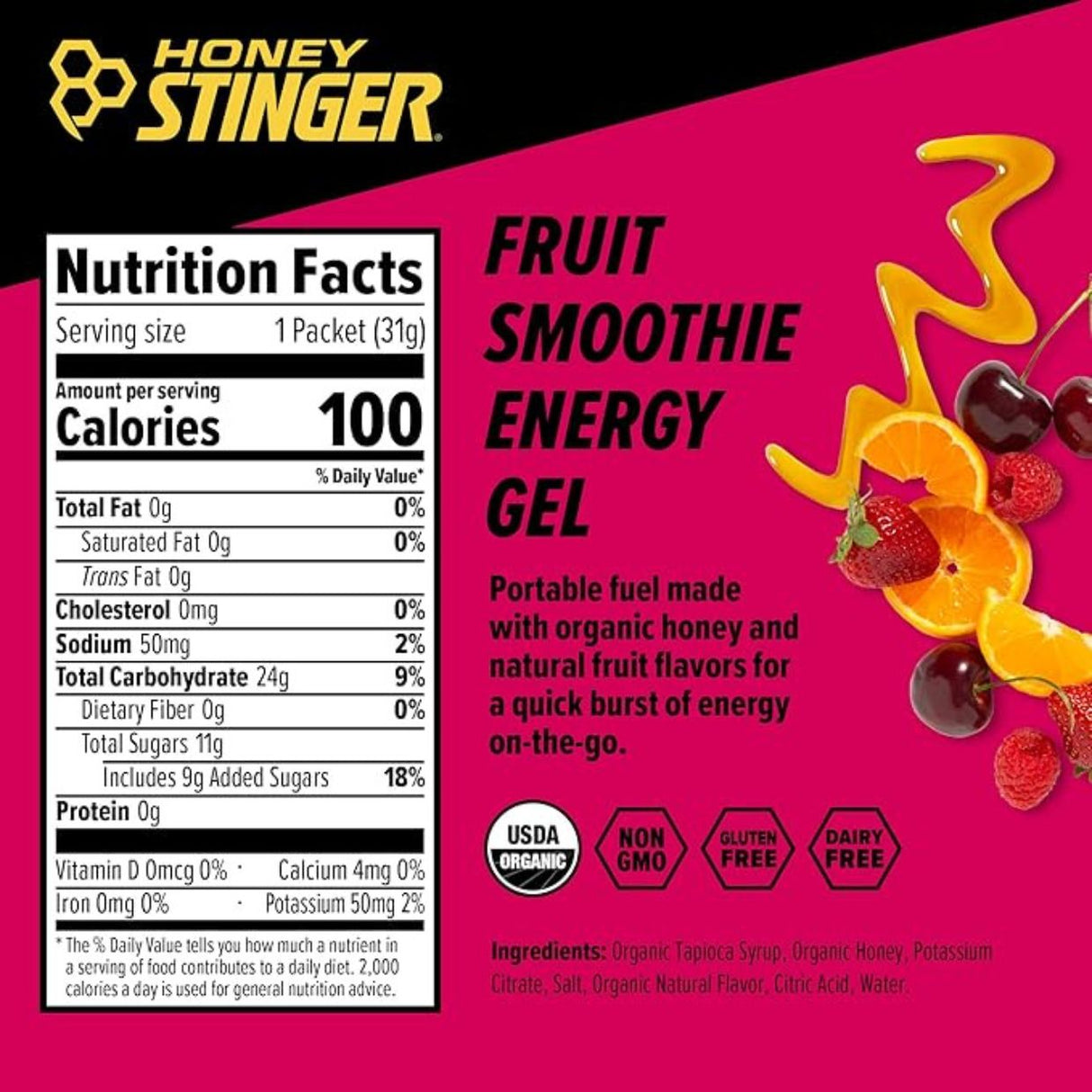 Gel Energético Honey Stinger Frutas 31g - Energía deportiva
2