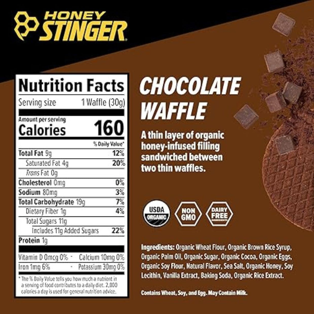 Galleta Energética Honey Stinger Waffle Chocolate 30g - Nutrición Orgánica Sin Gluten Fácil Digestión 4