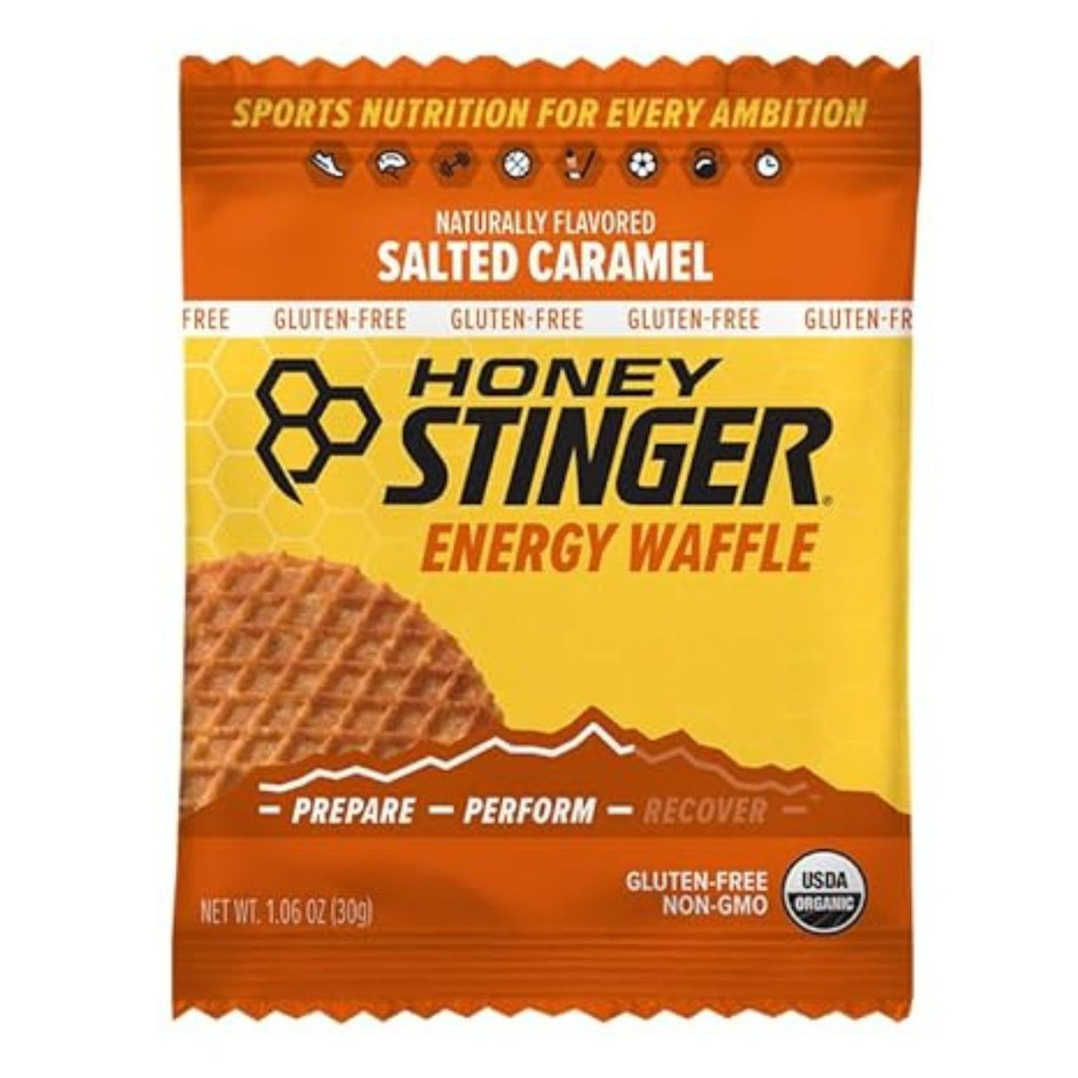 Galleta Energética Honey Stinger Waffle Caramelo Salado 30g - Nutrición Orgánica Sin Gluten Fácil Digestión 1