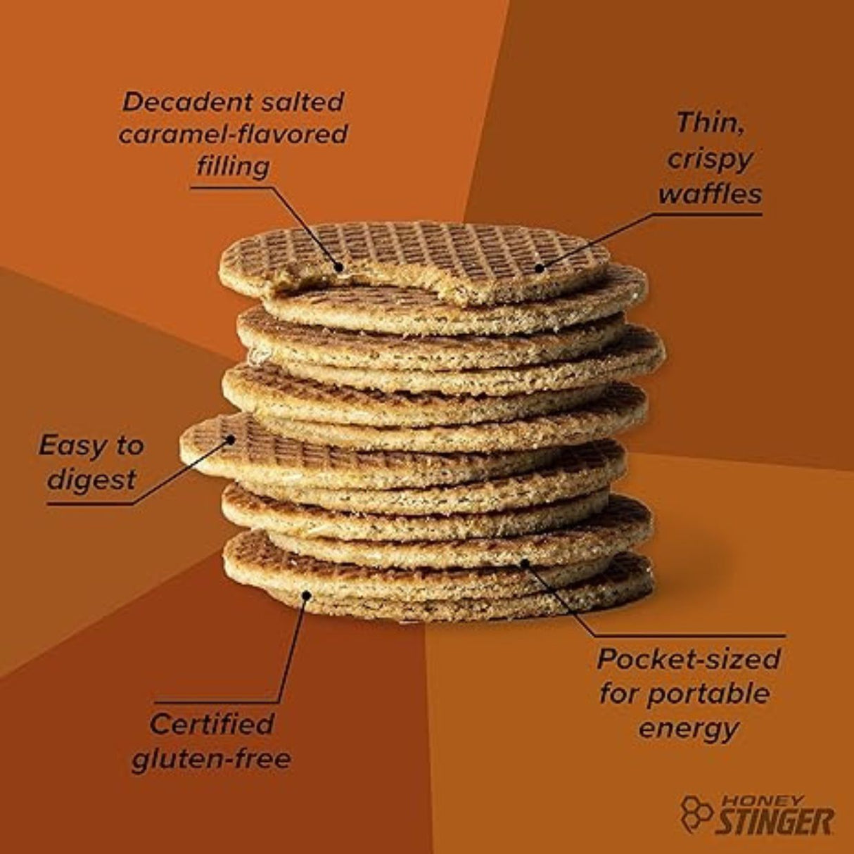 Galleta Energética Honey Stinger Waffle Caramelo Salado 30g - Nutrición Orgánica Sin Gluten Fácil Digestión 3