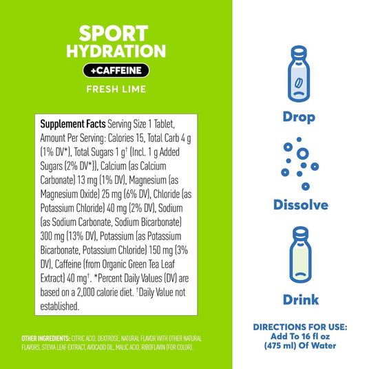 Pastillas Hidratantes Nuun con Cafeína Lima 10 Tabletas - Energía deportiva 2