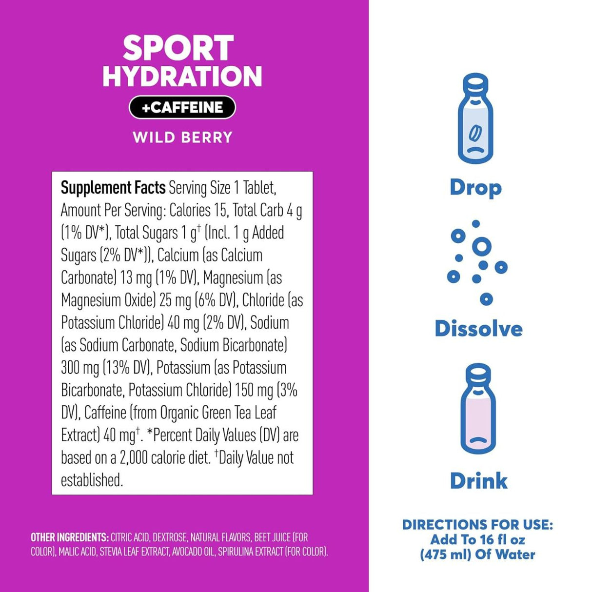 Pastillas Hidratantes Nuun Wild Berries Con Cafeína 10 Tabletas - Hidratación Completa Con Energía 3