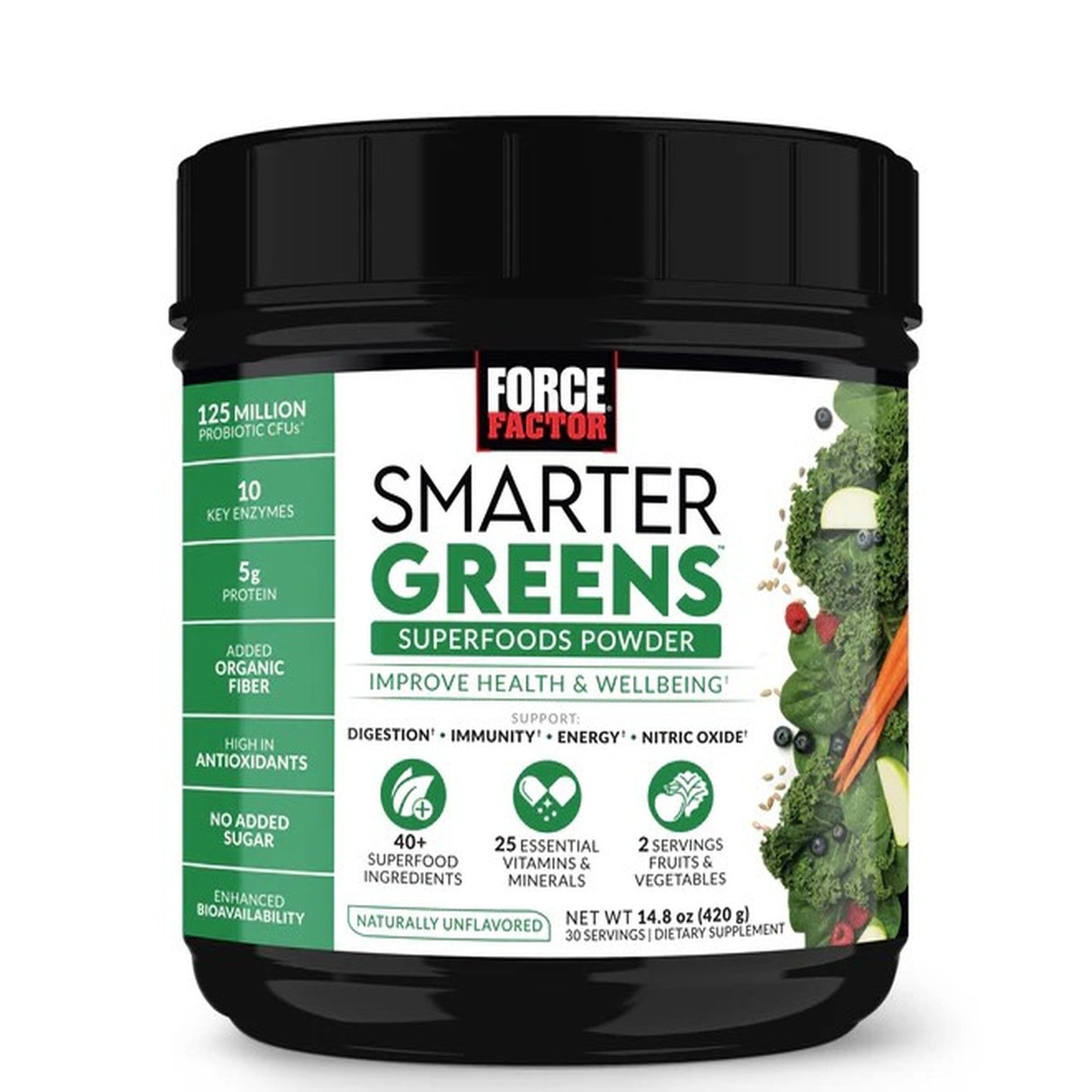 Polvo Superalimentos Force Factor Smarter Greens 202g - Energía Natural - Imagen 1