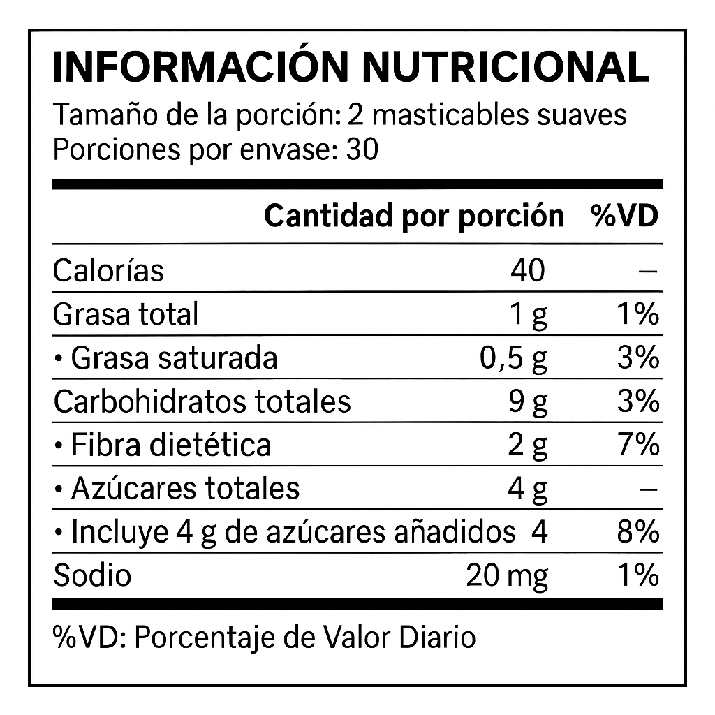 Masticables Force Factor Frutas 60Uds - Energía Natural- Imagen 2