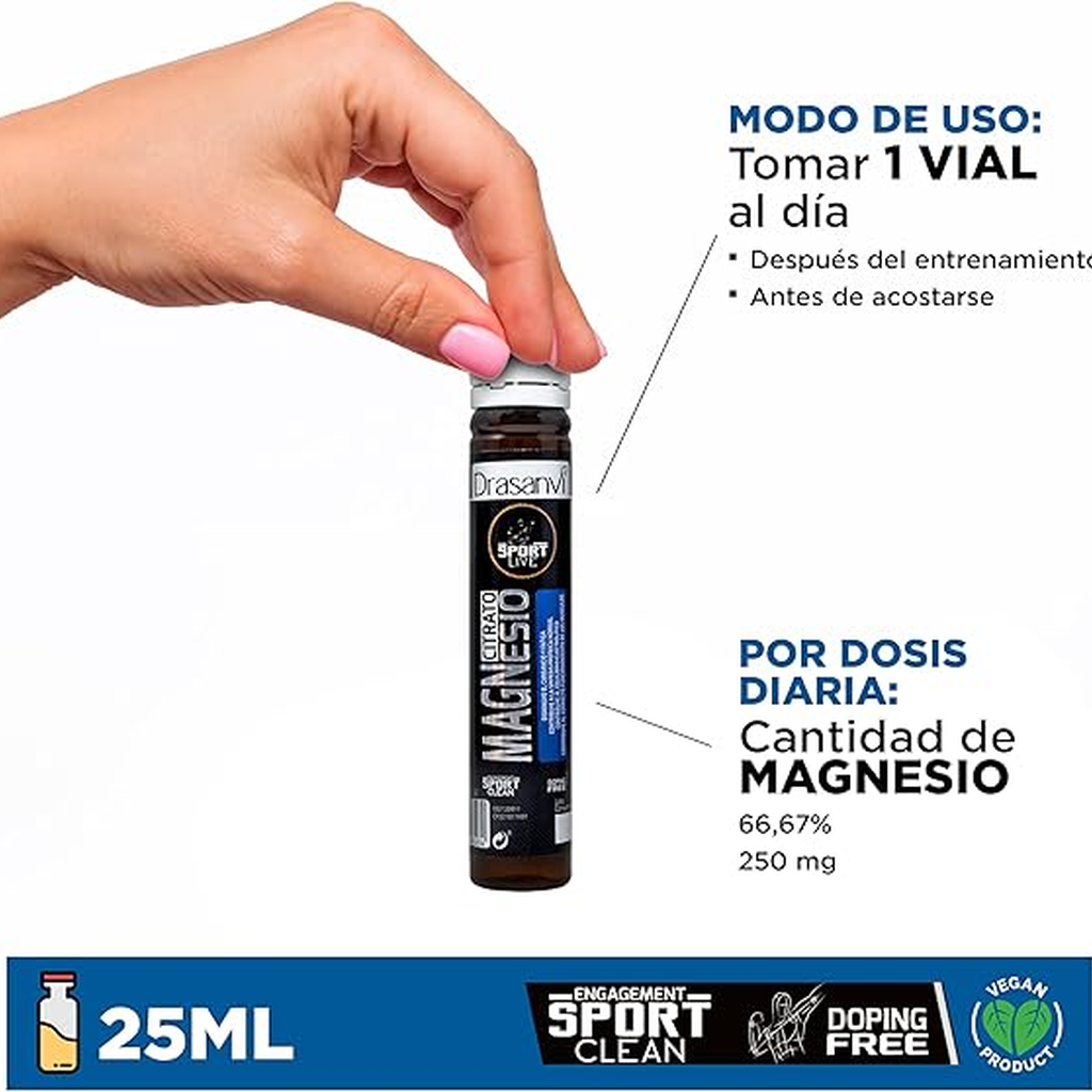 Suplemento Drasanvi Magnesio Melocotón 16 Viales - Recuperación Muscular 3