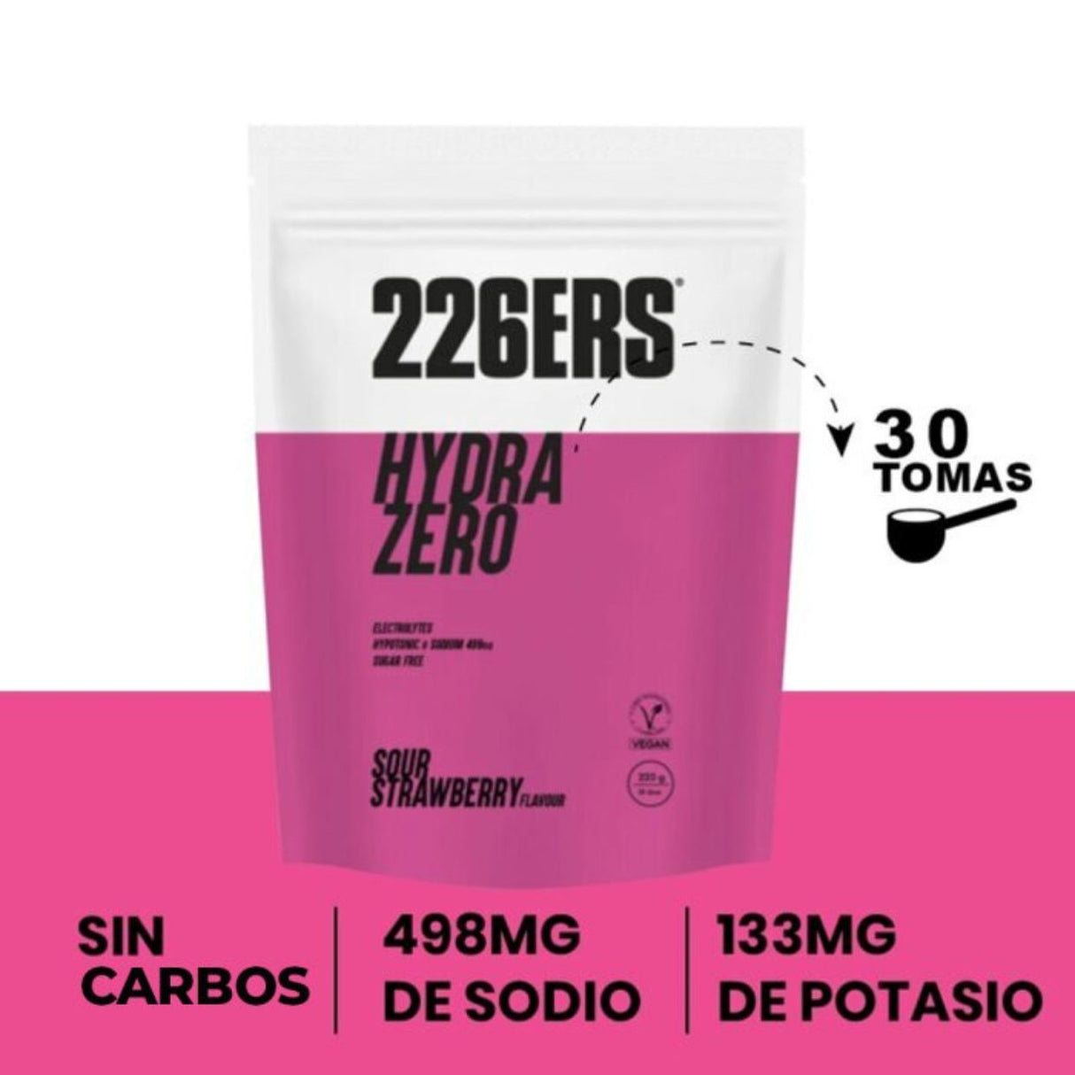 Bebida Energética 226ERS Hipotónica Hydrazero Fresa 225g - Energía deportiva 2