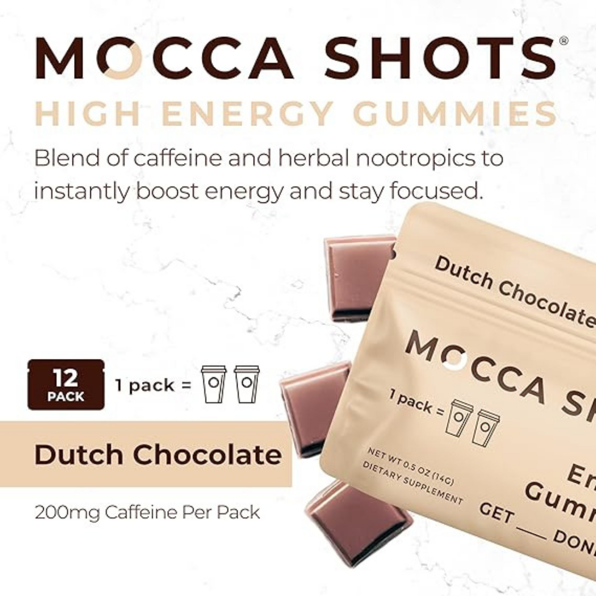 Gomitas Energéticas Mocca Shots con Cafeína Chocolate Holandés 14g - Energía Instantánea 3