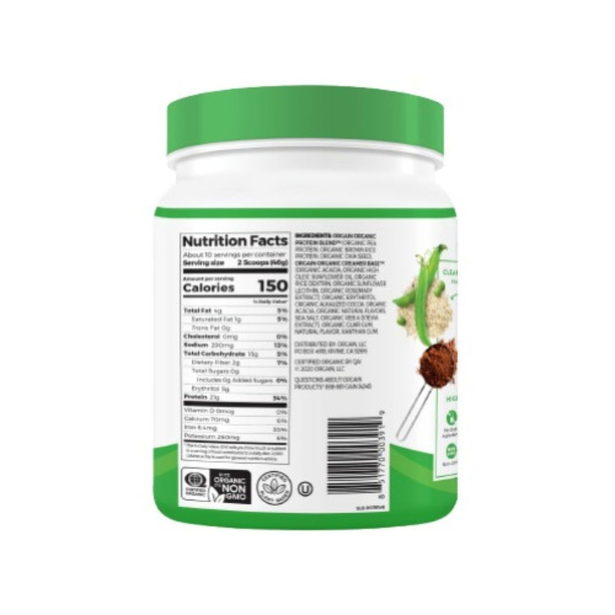 Proteína en polvo a base de plantas Organic Protein Chocolate 920g- Energía deportiva 3