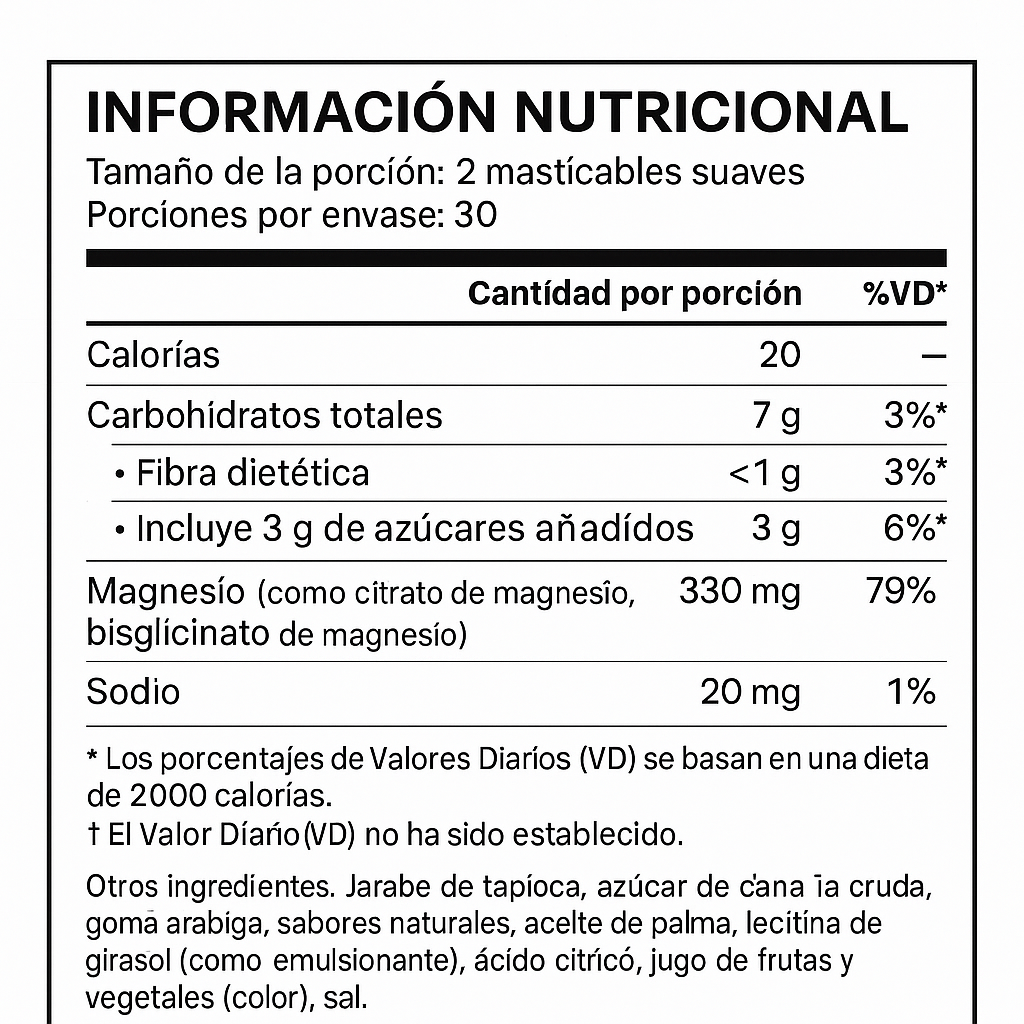 "Suplemento Magnesio Force Factor Masticables Veganos Relajación - Estrés Natural Imagen 2"