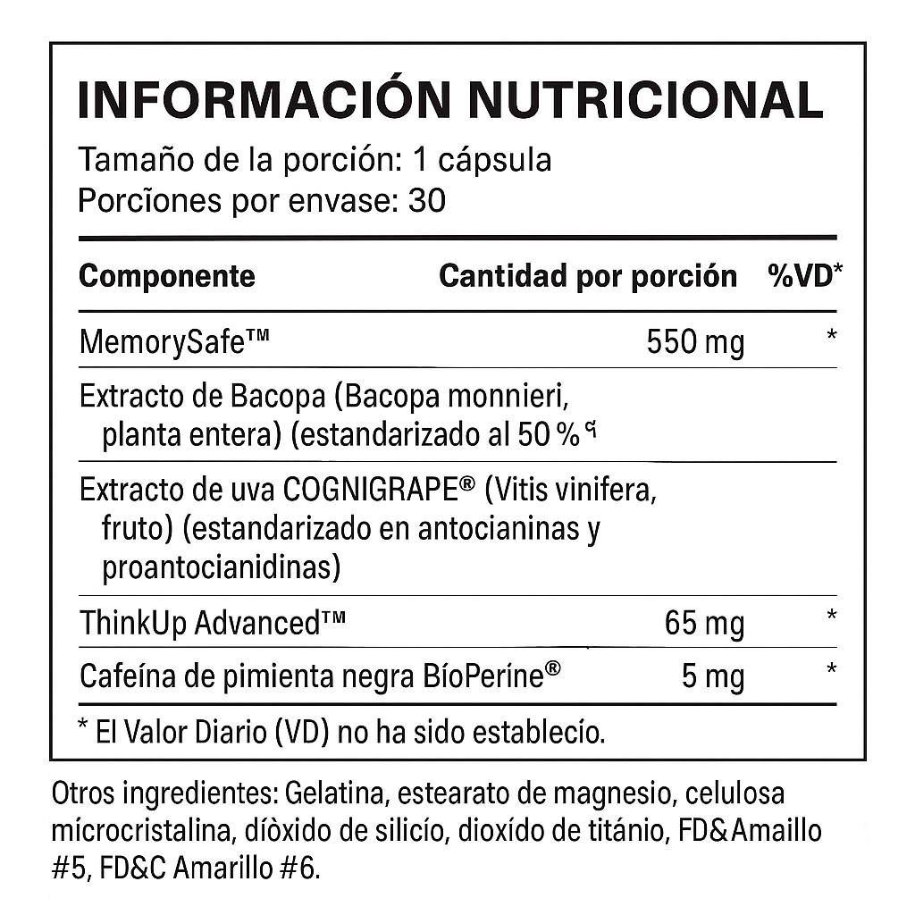Forebrain Force Factor – Vitaminas para el cerebro y rendimiento Imagen 3