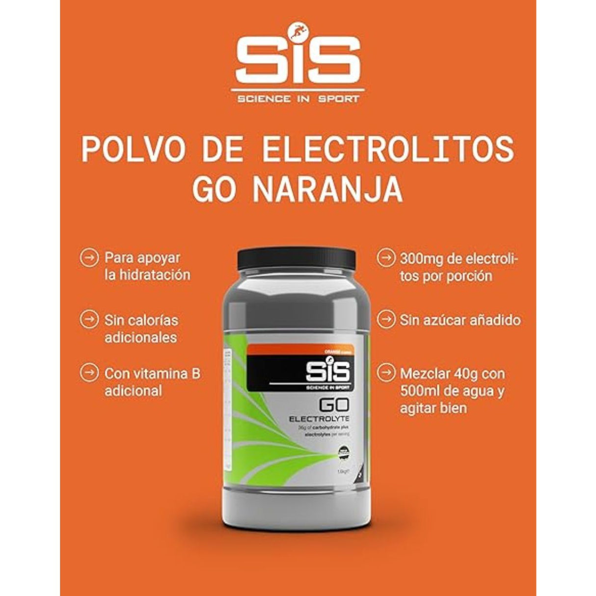 Bebida Energética SIS GO en Polvo Naranja 1.6kg 2